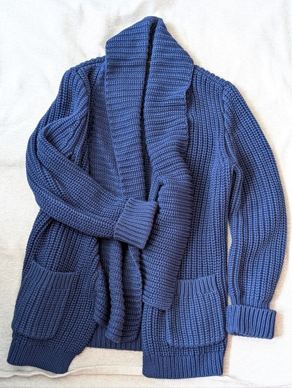 Soft Chunky Knit 100% Cotton J. Crew 2014 Sweater Cardigan Royal Blue Petite L